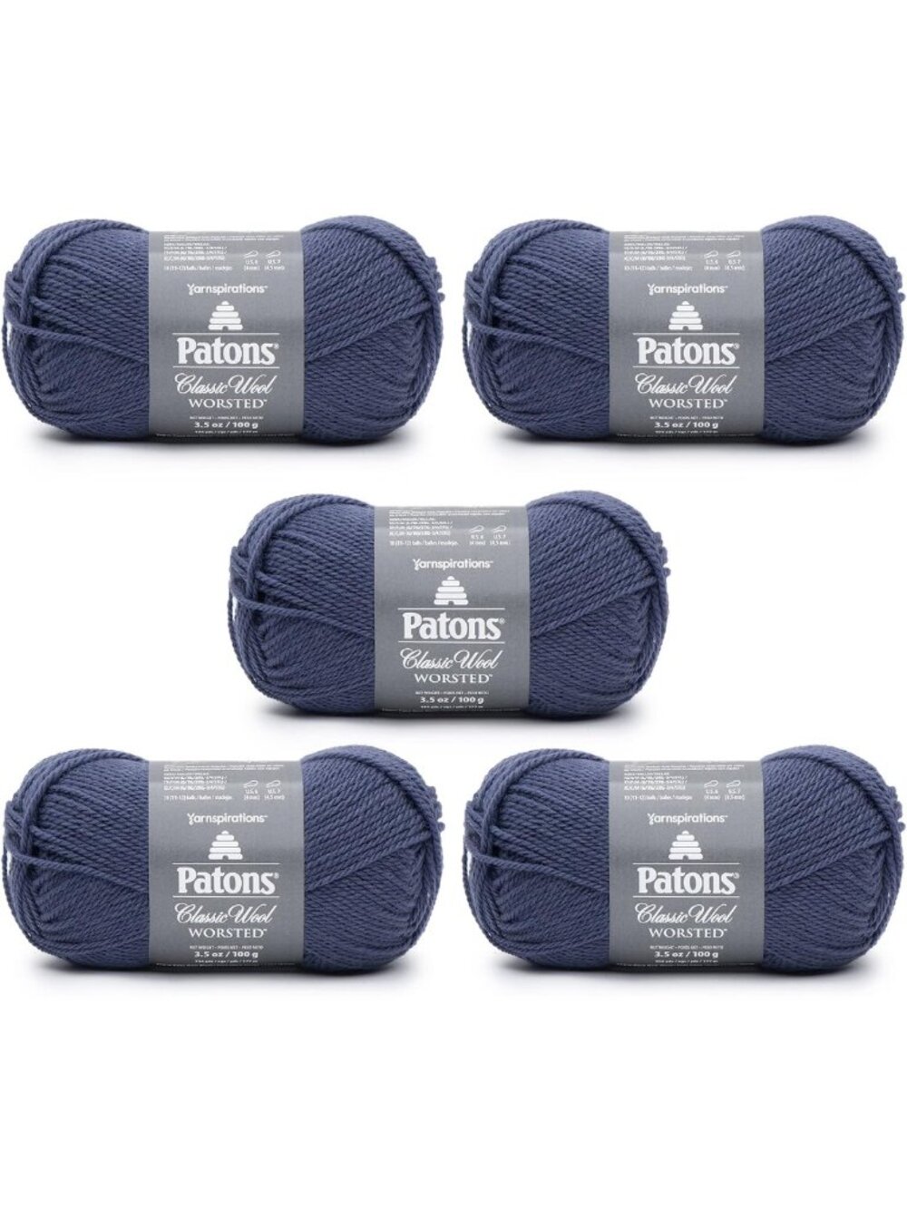 Classic Wool Indigo Yarn 5 Pack - 3.5oz/100g - Medium Weight 4 - 210 Yards for
